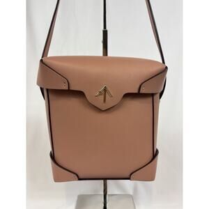 Manu Atelier Leather Crossbody Bag Tan Leather Box Shape Shoulder